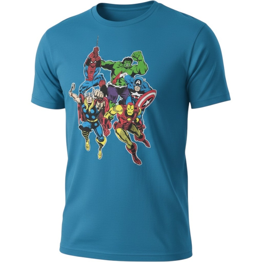 Marvel Comics WeLoveFine Avengers Graphic T-Shirt Mens Large Blue Iron Man Hulk